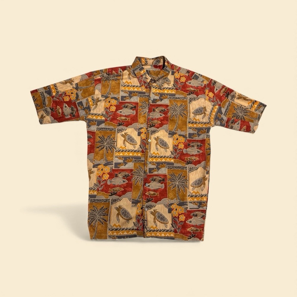 Tori Richard Honolulu Mens Large Hawaiian Print Button Up Shirt *see description